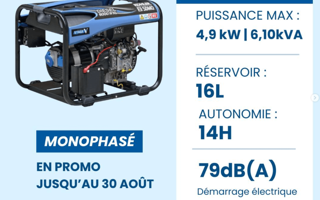 En ce moment, -15% sur nos modèles de groupes électrogènes portables et domestiques !